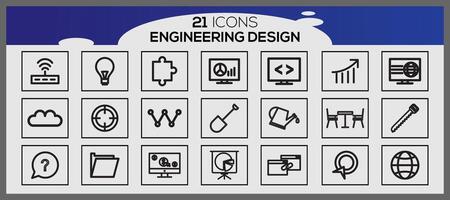 Vector vector industry engineering mechanical thin line icons bundle of engineering set icons