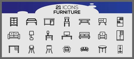 Vector furniture and home decorations set of icons business and icons set furniture elements set