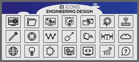 Vector vector industry engineering mechanical thin line icons bundle of engineering set icons