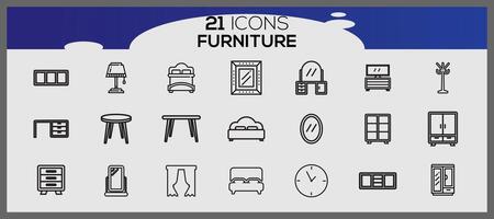 Vector furniture and home decorations set of icons business and icons set furniture elements set