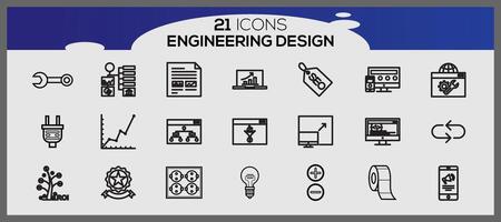 Vector vector industry engineering mechanical thin line icons bundle of engineering set icons