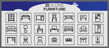 Vector furniture and home decorations set of icons business and icons set furniture elements set