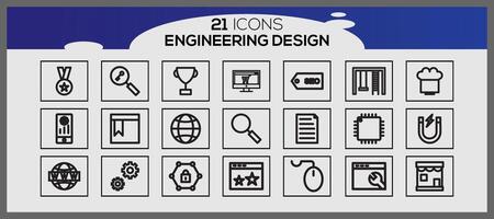 vector vector industria Ingenieria mecánico Delgado línea íconos haz de Ingenieria conjunto íconos