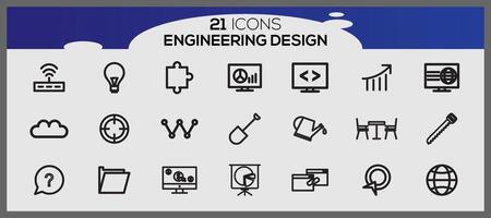 Vector vector industry engineering mechanical thin line icons bundle of engineering set icons