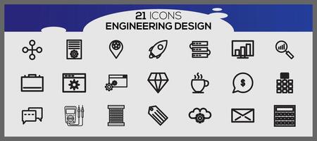 Vector vector industry engineering mechanical thin line icons bundle of engineering set icons