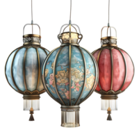 AI generated 3D Rendering of a Chinese Traditional Paper Lantern on Transparent Background - Ai Generated png