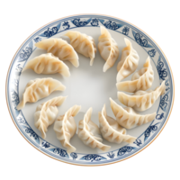 ai généré 3d le rendu de une Dumplings dans une assiette sur transparent Contexte - ai généré png