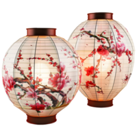 ai gerado 3d Renderização do uma chinês tradicional papel lanterna em transparente fundo - ai gerado png