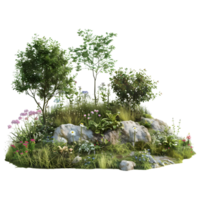 AI generated 3D Rendering of a Trees on a mountain on Transparent Background - Ai Generated png