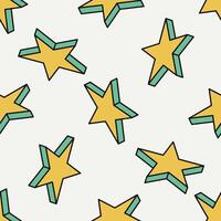 Seamless pattern with yellow green stars. Symbols on white background. Vector illustration. Modern style.