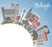 Raleigh North Carolina City Skyline with Color Buildings, Blue Sky and Copy Space. Raleigh Cityscape with Landmarks. Business Travel and Tourism Concept with Modern Architecture. vector
