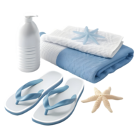 AI generated 3D Rendering of a Towel With Slippers on Transparent Background - Ai Generated png
