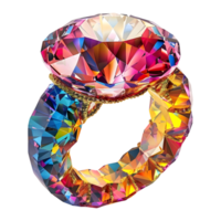 ai generado 3d representación de un piedra preciosa anillo en transparente antecedentes - ai generado png