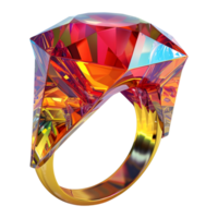 ai generado 3d representación de un piedra preciosa anillo en transparente antecedentes - ai generado png