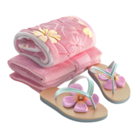 ai gegenereerd 3d renderen van een handdoek met slippers Aan transparant achtergrond - ai gegenereerd png