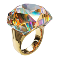 ai generado 3d representación de un piedra preciosa anillo en transparente antecedentes - ai generado png
