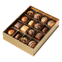 ai generado 3d representación de un chocolate regalo caja en transparente antecedentes - ai generado png