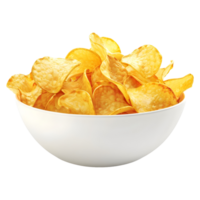 ai generado 3d representación de un frito papas fritas en un cuenco en transparente antecedentes - ai generado png