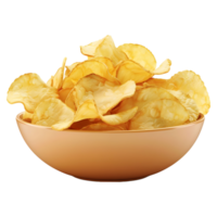 ai generado 3d representación de un frito papas fritas en un cuenco en transparente antecedentes - ai generado png