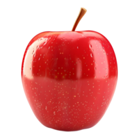 ai generado 3d representación de un rojo manzana en transparente antecedentes - ai generado png