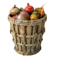 ai generado 3d representación de un mezcla vegetales en un cesta en transparente antecedentes - ai generado png