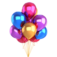 ai generado 3d representación de un vistoso globos para celebracion en transparente antecedentes - ai generado png