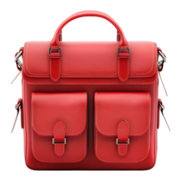 ai generado 3d representación de un rojo mujer bolso o bolso en transparente antecedentes - ai generado png