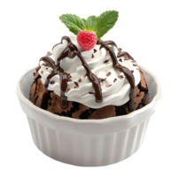 AI generated 3D Rendering of a Vanilla Ice Cream with Chocolate in a Bowl on Transparent Background - Ai Generated png