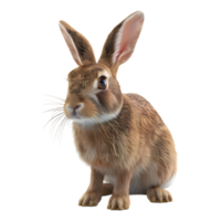 ai généré 3d le rendu de une marron lapin sur transparent Contexte - ai généré png