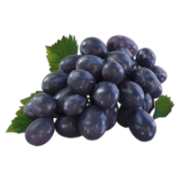 ai gerado 3d Renderização do uma uvas com folhas em transparente fundo - ai gerado png