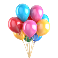 ai generiert 3d Rendern von ein bunt Luftballons zum Feier auf transparent Hintergrund - - ai generiert png