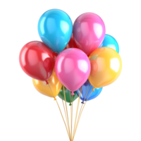 ai generado 3d representación de un vistoso globos para celebracion en transparente antecedentes - ai generado png