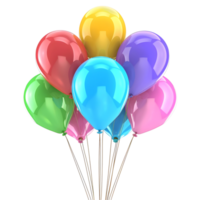 ai gerado 3d Renderização do uma colorida balões para celebração em transparente fundo - ai gerado png
