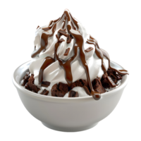 AI generated 3D Rendering of a Vanilla Ice Cream with Chocolate in a Bowl on Transparent Background - Ai Generated png