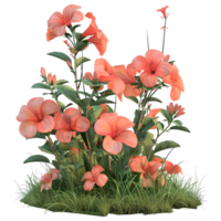 ai generato 3d interpretazione di un' rosso fiore flores tallo su trasparente sfondo - ai generato png