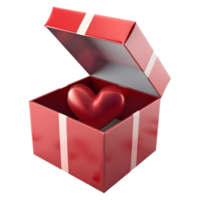 ai generiert 3d Rendern von ein Herz im ein Geschenk Box auf transparent Hintergrund - - ai generiert png