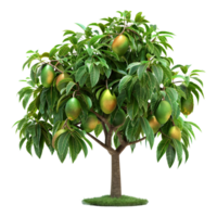 AI generated 3D Rendering of a Green Mango with Leaves on Transparent Background - Ai Generated png