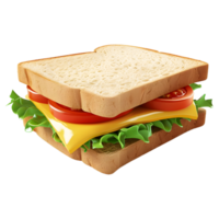 AI generated 3D Rendering of a Bread Sandwich on Transparent Background - Ai Generated png