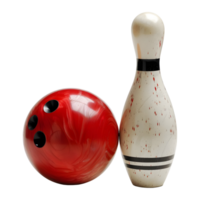 ai gegenereerd 3d renderen van een bowling pin en bal Aan transparant achtergrond - ai gegenereerd png