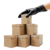 AI generated 3D Rendering of a Delivery Boy Hand with Parcels on Transparent Background - Ai Generated png