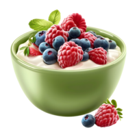 AI generated 3D Rendering of a Berries with Cream in a Bowl on Transparent Background - Ai Generated png