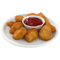 ai genererad 3d tolkning av en snabb fot nuggets med sås på transparent bakgrund - ai genererad png