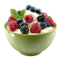 AI generated 3D Rendering of a Berries with Cream in a Bowl on Transparent Background - Ai Generated png