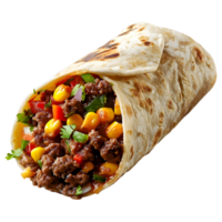 ai gegenereerd 3d renderen van een Mexicaans ontbijt burrito Aan transparant achtergrond - ai gegenereerd png