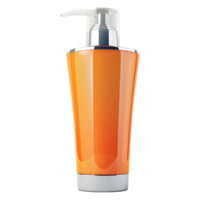 ai generiert 3d Rendern von ein leeren Shampoo Flasche Orange auf transparent Hintergrund - - ai generiert png