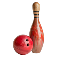 ai generiert 3d Rendern von ein Bowling Stift und Ball auf transparent Hintergrund - - ai generiert png