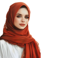 ai generado 3d representación de un musulmán niña vistiendo hijab en transparente antecedentes - ai generado png