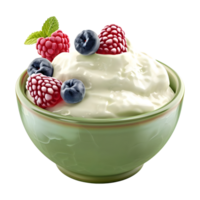 AI generated 3D Rendering of a Berries with Cream in a Bowl on Transparent Background - Ai Generated png