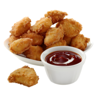 AI generated 3D Rendering of a Fast Foot Nuggets with Sauce on Transparent Background - Ai Generated png