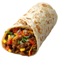 ai gerado 3d Renderização do uma mexicano café da manhã burrito em transparente fundo - ai gerado png